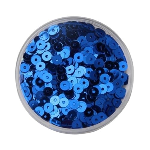 LZTDSBX Glitzernde Pailletten in großen Mengen, 3 mm, 4 mm, 5 mm, 6 mm, Flache, runde, lose PVC-Pailletten, blau-rosa, for Nähen, Basteln, 1 Beutel(Royal Blue,6mm) von LZTDSBX