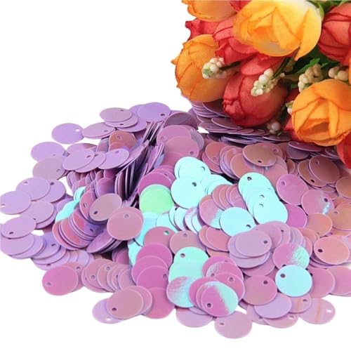 LZTDSBX Glitzernde Pailletten in großen Mengen, Durchmesser 10 mm, 15 mm, 20 mm, 25 mm, groß, flach, mit rundem Rand, Loch, lose Pailletten, 10 g(Mediumorchid,20mm) von LZTDSBX