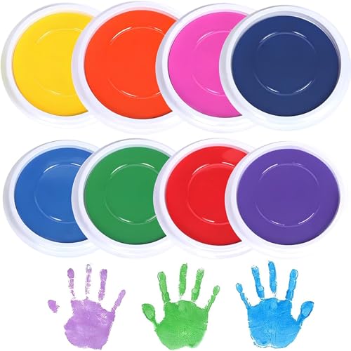 LZYKJGS 8 Stück Stempelkissen, Ink Pad, Stempelkissen Fingerabdruck, Stempelkissen Bunt, Fingerstempel, Verwendung für Fingermalerei, DIY Stempelkarten, Scrapbooking, Geschenke für Kinder (8 Farben) von LZYKJGS