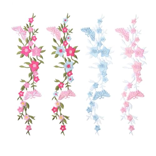 Blumen-Aufnäher zum Aufbügeln, Pflaumenblüte, Schmetterling, bestickt, zum Aufnähen, langes Bügelbild, bestickt Blumen-Aufnäher zum Aufbügeln, Pflaumenblüte, Schmetterling, bestickt, zum Aufnähen, langes Bügelbild, bestickt von LZYWOD