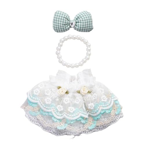 Kleidung für 17 cm große Puppen und Plüschtiere, süßes Kleid mit Kunstperlen-Halskette, Kleiderschleife, Rock Zubehör und Puppen Nr Kleidung für 17 cm große Puppen und Plüschtiere, süßes Kleid mit Kunstperlen-Halskette, Kleiderschleife, Rock Zubehör und Puppen Nr von LZYWOD