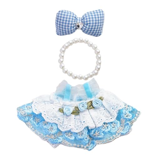 Kleidung für 17 cm große Puppen und Plüschtiere, süßes Kleid mit Kunstperlen-Halskette, Rock, kein Zubehör, Puppenschleife, Kleid & Kleidung für 17 cm große Puppen und Plüschtiere, süßes Kleid mit Kunstperlen-Halskette, Rock, kein Zubehör, Puppenschleife, Kleid & von LZYWOD