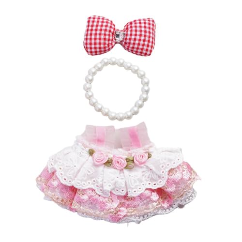 Kleidung für 17 cm große Puppen und Plüschtiere, süßes Kleid mit Kunstperlen-Halskette, kein Rock Up Schleife, Zubehör, Kleid & Puppen Kleidung für 17 cm große Puppen und Plüschtiere, süßes Kleid mit Kunstperlen-Halskette, kein Rock Up Schleife, Zubehör, Kleid & Puppen von LZYWOD