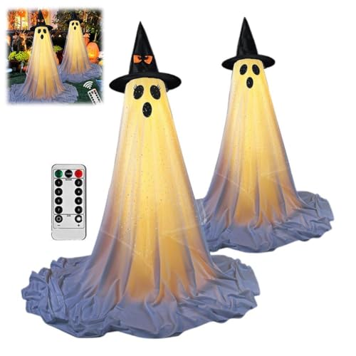 LZYWOD Leuchtender Geist mit Hut auf der Veranda, Halloween-Dekorationen, beleuchteter Geist für Party, Hallowen-Ornamente, Dekoration LZYWOD Leuchtender Geist mit Hut auf der Veranda, Halloween-Dekorationen, beleuchteter Geist für Party, Hallowen-Ornamente, Dekoration von LZYWOD