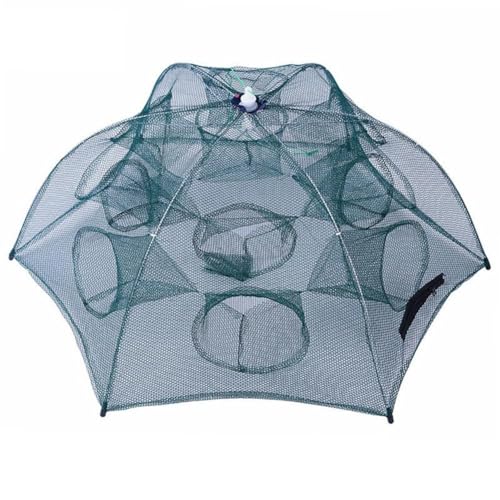 LZYWOD Tragbarer Regenschirm-Fischnetz-Käfig, 6 Löcher, automatischer Garnelenkäfig, Nylon, faltbar, für Outdoor-Ausrüstung, Falle, faltbar, Garnelenfalle, Fallenfischen, Landung, automatische Falle LZYWOD Tragbarer Regenschirm-Fischnetz-Käfig, 6 Löcher, automatischer Garnelenkäfig, Nylon, faltbar, für Outdoor-Ausrüstung, Falle, faltbar, Garnelenfalle, Fallenfischen, Landung, automatische Falle von LZYWOD