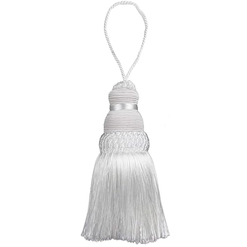 1 stücke Wohnkultur Hängenden Seil Seide Quaste Fringe Quaste Trim Kleidungsstück Dekoration Schlüssel Quasten for DIY Verschönern Vorhang Zubehör(White) von LZZYFPX