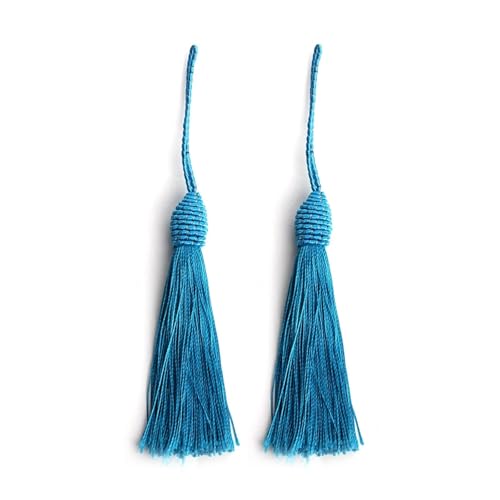 10 Stück 15 cm Polyester-Hängeseilquasten, Lesezeichenquaste mit Kordelschlaufe, Quasten for Selbermachen, Basteln(Blue) von LZZYFPX