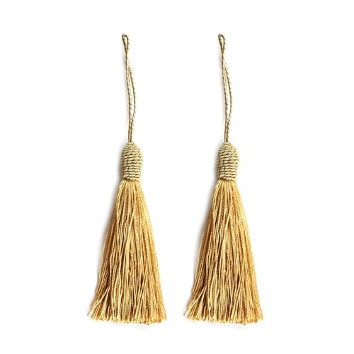 10 Stück 15 cm Polyester-Hängeseilquasten, Lesezeichenquaste mit Kordelschlaufe, Quasten for Selbermachen, Basteln(Earthy Yellow) von LZZYFPX