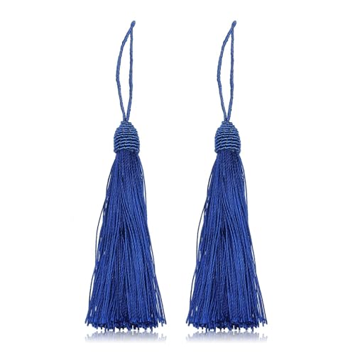 10 Stück 15 cm Polyester-Hängeseilquasten, Lesezeichenquaste mit Kordelschlaufe, Quasten for Selbermachen, Basteln(Royal Blue) von LZZYFPX