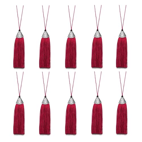 10 Stück 9 cm Polyester-Seidenquaste for Aufhängen, Seil, Quaste, Dekoration, Basteln, Heimdekoration, Nähen, Vorhangzubehör(Wine red) von LZZYFPX