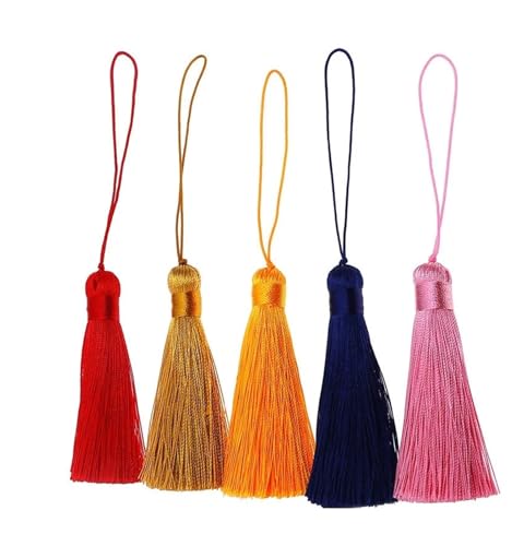10 Stück Quasten aus Polyesterseide, handgefertigte Hängequasten for Basteln, for Herstellen von Heimdekorationen, Nähen, Vorhängen, Zubehör(Jujube red) von LZZYFPX