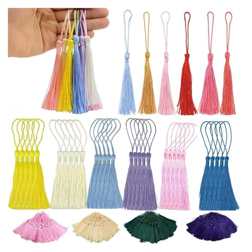 100 Stück 13 cm vertikale Quaste, Seidenquasten, Fransenvorhänge, Quastenbesatz, Lesezeichenquasten for die Herstellung von Vorhängen, Heimdekoration(27 LightLakeBlue) von LZZYFPX