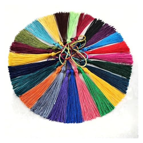 100 Stück 7 cm Hängeseil Seidenquaste Fransenbürste Handarbeit Weiches Handwerk for DIY Schlüsselanhänger Ohrringhaken Anhängerherstellung(Deep Green) von LZZYFPX