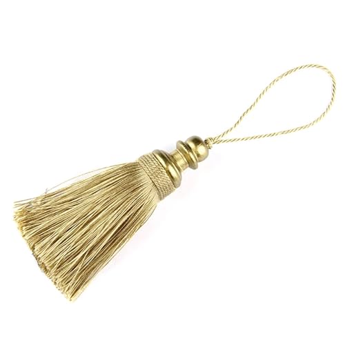1PC Hängenden Seil Seide Quasten Fransen Nähen Quaste Trim Schlüssel Quasten for DIY Verschönern Vorhang Zubehör(Gold) von LZZYFPX
