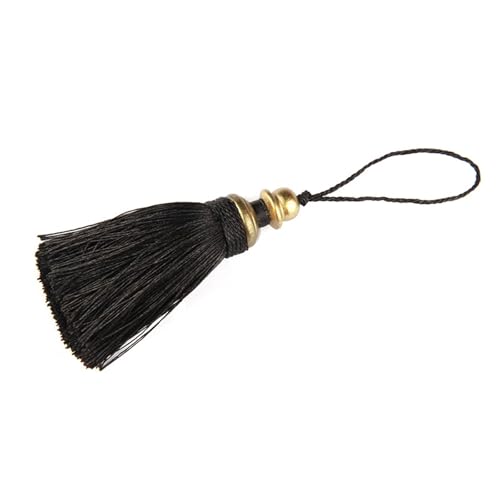 1Pc Goldene Quasten Handwerk Trim Hängenden Seil Seide Fringe Vorhang Dekor Home Zubehör Wohnzimmer DIY Dekorative(Black) von LZZYFPX