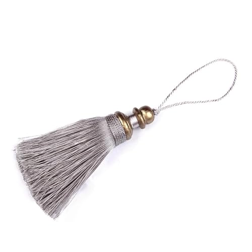 1Pc Goldene Quasten Handwerk Trim Hängenden Seil Seide Fringe Vorhang Dekor Home Zubehör Wohnzimmer DIY Dekorative(Silver) von LZZYFPX