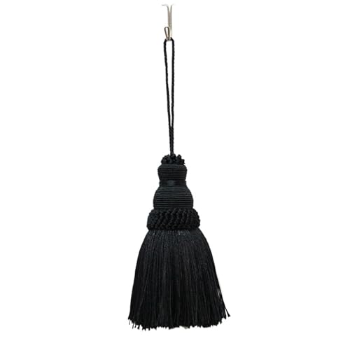 2 Stück Quasten aus Polyesterseide, Fransenquasten, Quastenbesatz, Basteln for Nähen von Vorhängen, Zubehör, Heimdekoration, Hängeseil(Black) von LZZYFPX