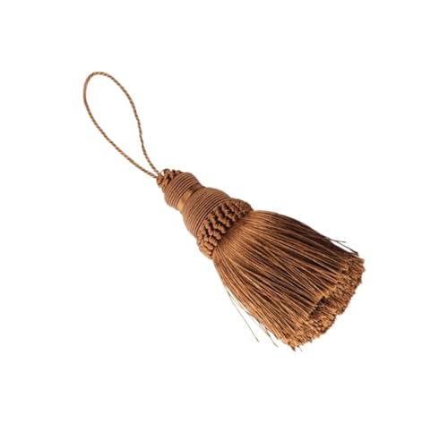 2 Stück Quasten aus Polyesterseide, Fransenquasten, Quastenbesatz, Basteln for Nähen von Vorhängen, Zubehör, Heimdekoration, Hängeseil(Brown) von LZZYFPX