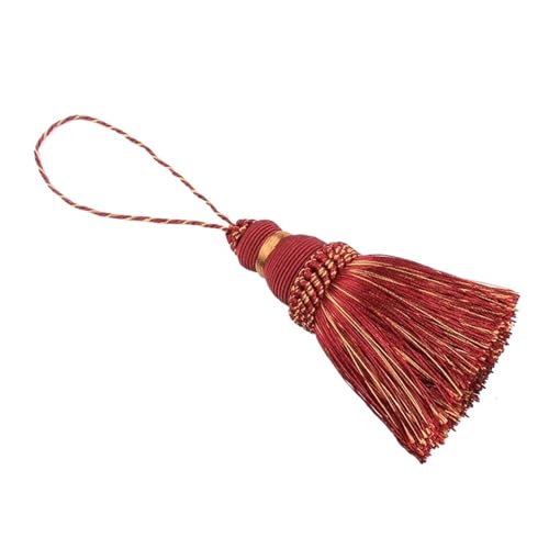 2 Stück Quasten aus Polyesterseide, Fransenquasten, Quastenbesatz, Basteln for Nähen von Vorhängen, Zubehör, Heimdekoration, Hängeseil(Red) von LZZYFPX