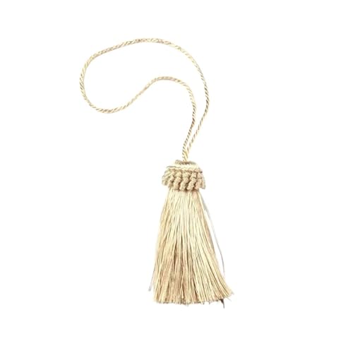2 stücke Quasten Fransen Nähen Vorhang Zubehör DIY Quaste Hängen Anhänger Dekoration Polyester Schlüssel Quasten Kleine Fransen(Beige) von LZZYFPX