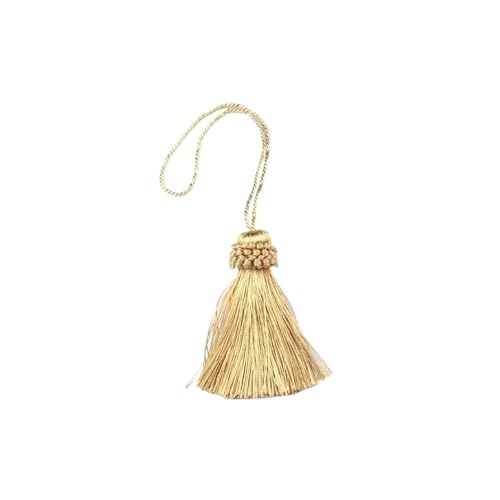 2 stücke Quasten Fransen Nähen Vorhang Zubehör DIY Quaste Hängen Anhänger Dekoration Polyester Schlüssel Quasten Kleine Fransen(Gold) von LZZYFPX
