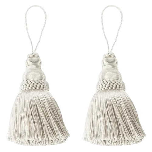 2Pcs Quaste Vorhang Hängen Anhänger Zimmer Zubehör DIY Handwerk Quasten Fringe Anhänger Tisch Schlüssel Quasten Hause Dekoration(Beige) von LZZYFPX