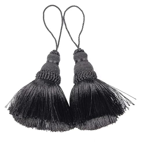 2Pcs Quaste Vorhang Hängen Anhänger Zimmer Zubehör DIY Handwerk Quasten Fringe Anhänger Tisch Schlüssel Quasten Hause Dekoration(Black) von LZZYFPX