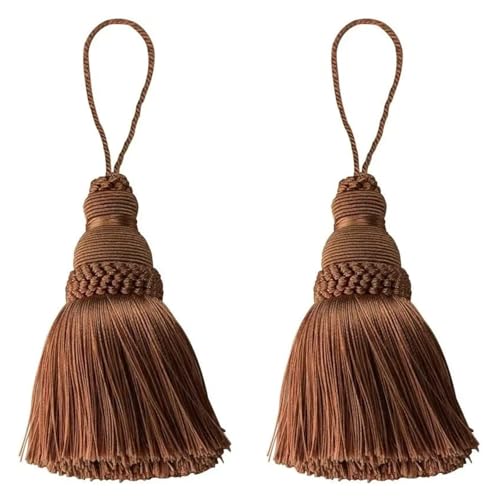 2Pcs Quaste Vorhang Hängen Anhänger Zimmer Zubehör DIY Handwerk Quasten Fringe Anhänger Tisch Schlüssel Quasten Hause Dekoration(Coffee) von LZZYFPX