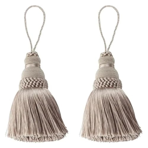 2Pcs Quaste Vorhang Hängen Anhänger Zimmer Zubehör DIY Handwerk Quasten Fringe Anhänger Tisch Schlüssel Quasten Hause Dekoration(Khaki) von LZZYFPX