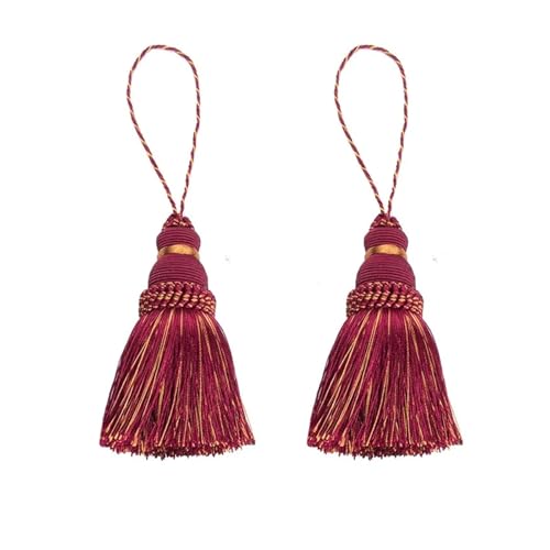 2Pcs Quaste Vorhang Hängen Anhänger Zimmer Zubehör DIY Handwerk Quasten Fringe Anhänger Tisch Schlüssel Quasten Hause Dekoration(Red) von LZZYFPX
