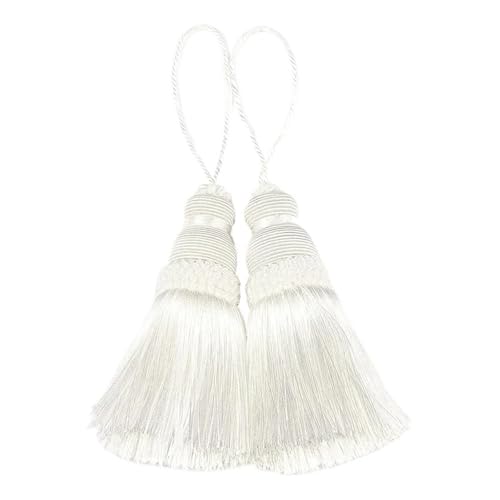 2Pcs Quaste Vorhang Hängen Anhänger Zimmer Zubehör DIY Handwerk Quasten Fringe Anhänger Tisch Schlüssel Quasten Hause Dekoration(White) von LZZYFPX