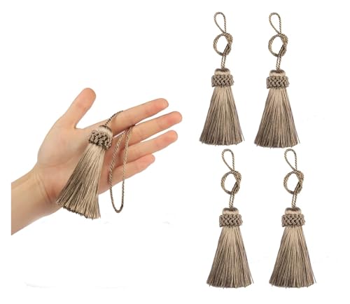 4Pcs Kleine Quaste Bunte Vorhang Quaste Dekoration Hängen Anhänger Handgemachte DIY Schlüssel Fringe for Kordel Schleife Zubehör(Flaxen) von LZZYFPX