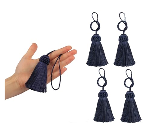 4Pcs Kleine Quaste Bunte Vorhang Quaste Dekoration Hängen Anhänger Handgemachte DIY Schlüssel Fringe for Kordel Schleife Zubehör(Navy) von LZZYFPX