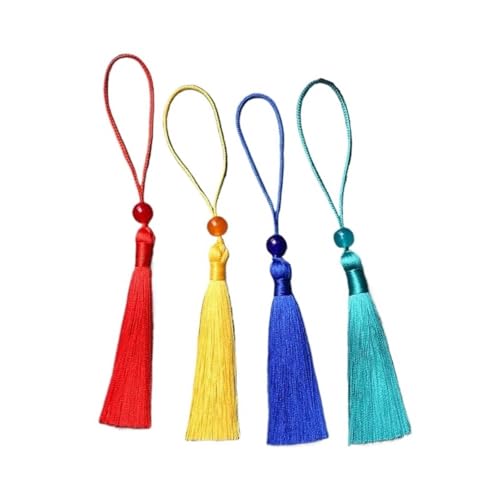 LZZYFPX 10 Stück Quastenfransen aus Polyesterseide, 7 cm, Quasten, handgefertigt, weiche Bastelquasten, Perlenquasten zur Herstellung von Lesezeichen(Sky Blue) von LZZYFPX