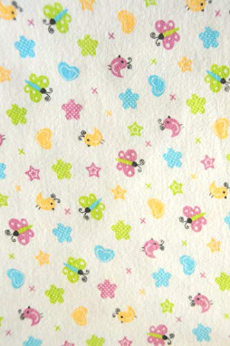 Flanell Baumwolle L x B 100x160cm Flanellstoff Bettwäsche Babybekleidung Decke Meterware weiß mit Schmetterlinge von La Bortini