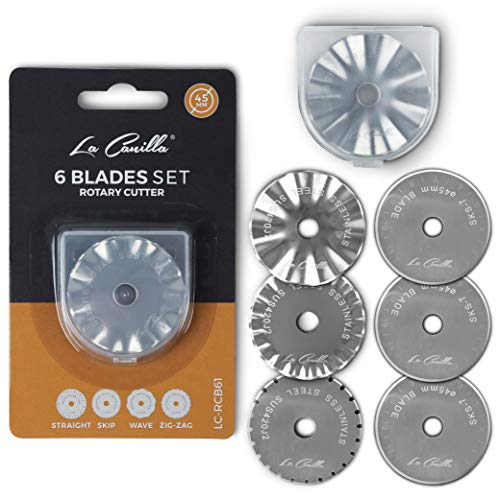 6er Rollschneider Klingen 45mm Sortiment, kompatibel mit anderen | Gültig für alle Arten von Stoffen, Patchwork, Vinyl, Scrapbooking, DIY, Nähen und Basteln 6er Rollschneider Klingen 45mm Sortiment, kompatibel mit anderen | Gültig für alle Arten von Stoffen, Patchwork, Vinyl, Scrapbooking, DIY, Nähen und Basteln von La Canilla