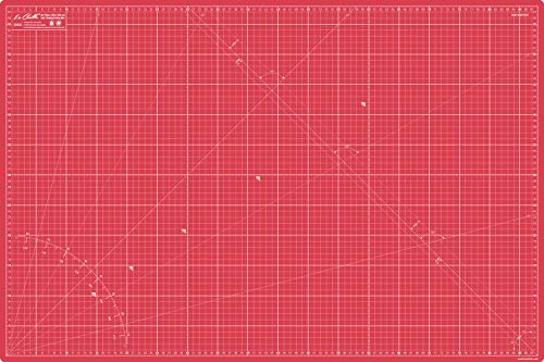 La Canilla ® - Selbstheilende Schneidematte A1 (90x60cm) Zentimeter und Zoll (beidseitig Bedruckt) 5 Schichten Recycling-PVC für Nähen, Basteln und Patchworken - Professionell Cutting Mat (Rot) von La Canilla