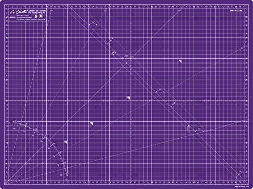 La Canilla ® - Selbstheilende Schneidematte A2 (60x45cm) Zentimeter und Zoll (beidseitig Bedruckt) 5 Schichten Recycling-PVC für Nähen, Basteln und Patchworken - Professionell Cutting Mat (Violett) von La Canilla