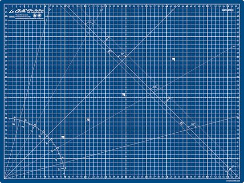 La Canilla ® - Selbstheilende Schneidematte A2 (60x45cm) Zentimeter und Zoll (beidseitig Bedruckt) 5 Schichten Recycling-PVC für Nähen, Basteln und Patchworken (Azul Oscuro) von La Canilla
