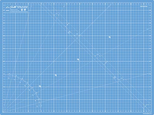 La Canilla ® - Selbstheilende Schneidematte A2 (60x45cm) Zentimeter und Zoll (beidseitig Bedruckt) 5 Schichten Recycling-PVC für Nähen, Basteln und Patchworken - Professionell Cutting Mat (Blau) von La Canilla