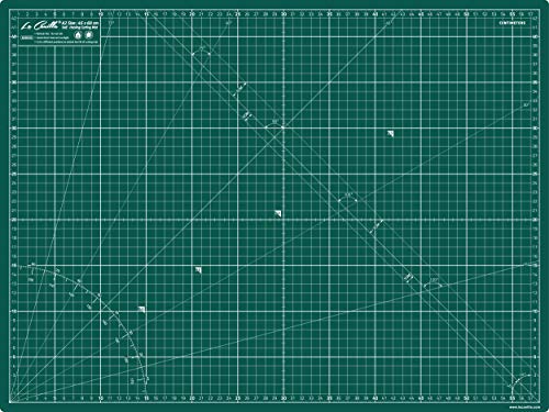 La Canilla ® - Selbstheilende Schneidematte A2 (60x45cm) Zentimeter und Zoll (beidseitig Bedruckt) 5 Schichten Recycling-PVC für Nähen, Basteln und Patchworken - Professionell Cutting Mat (Grün) von La Canilla