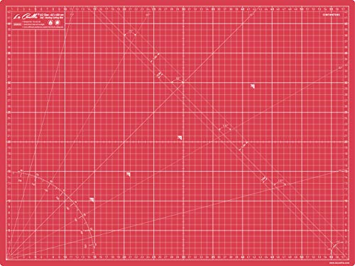 La Canilla ® - Selbstheilende Schneidematte A2 (60x45cm) Zentimeter und Zoll (beidseitig Bedruckt) 5 Schichten Recycling-PVC für Nähen, Basteln und Patchworken - Professionell Cutting Mat (Rot) von La Canilla