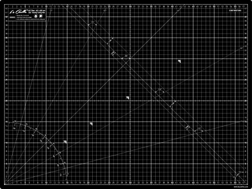 La Canilla ® - Selbstheilende Schneidematte A2 (60x45cm) Zentimeter und Zoll (beidseitig Bedruckt) 5 Schichten Recycling-PVC für Nähen, Basteln und Patchworken - Professionell Cutting Mat (Schwarz) von La Canilla