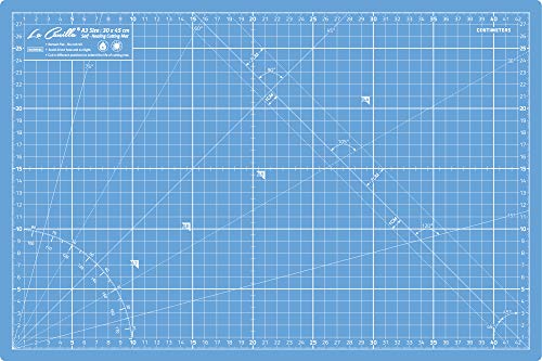 La Canilla ® - Selbstheilende Schneidematte A3 (45x30cm) Zentimeter und Zoll (beidseitig Bedruckt) 5 Schichten Recycling-PVC für Nähen, Basteln und Patchworken - Professionell Cutting Mat (Blau) von La Canilla