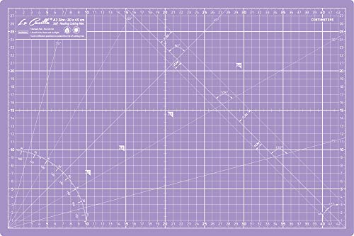 La Canilla ® - Selbstheilende Schneidematte A3 (45x30cm) Zentimeter und Zoll (beidseitig Bedruckt) 5 Schichten Recycling-PVC für Nähen, Basteln und Patchworken - Professionell Cutting Mat (Lila) von La Canilla