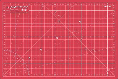 La Canilla ® - Selbstheilende Schneidematte A3 (45x30cm) Zentimeter und Zoll (beidseitig Bedruckt) 5 Schichten Recycling-PVC für Nähen, Basteln und Patchworken - Professionell Cutting Mat (Rot) von La Canilla