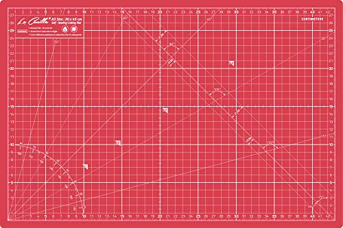 La Canilla ® - Selbstheilende Schneidematte A3 (45x30cm) Zentimeter und Zoll (beidseitig Bedruckt) 5 Schichten Recycling-PVC für Nähen, Basteln und Patchworken - Professionell Cutting Mat (Rot) von La Canilla