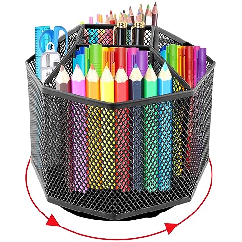 La Desire Drehbarer Stifthalter, 360 Grad drehbarer Stifthalter aus Netzstoff für den Schreibtisch, Schreibtisch-Organizer mit 5 Fächern, Stiftehalter, drehbarer Schreibwaren-Organizer, Sortierer La Desire Drehbarer Stifthalter, 360 Grad drehbarer Stifthalter aus Netzstoff für den Schreibtisch, Schreibtisch-Organizer mit 5 Fächern, Stiftehalter, drehbarer Schreibwaren-Organizer, Sortierer von La Desire