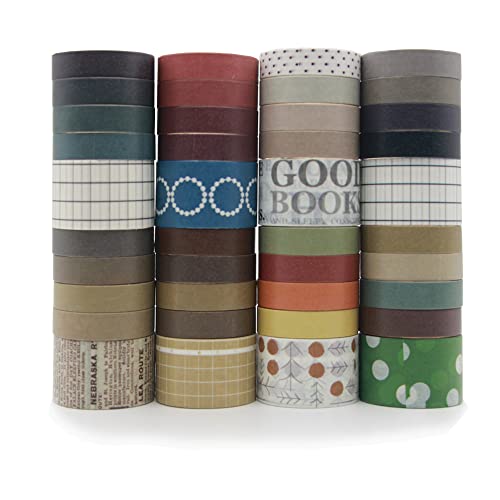 40 Stücke Rollen Washi Tape Set, Bunt Masking Tape Klebeband, Masking Tape Klebebänder Set, 4 Verschiedene Themen DIY Papier Tape, für Geschenkverpackung, Verschönert Journals, Karten und Scrapbooking von La Llareta