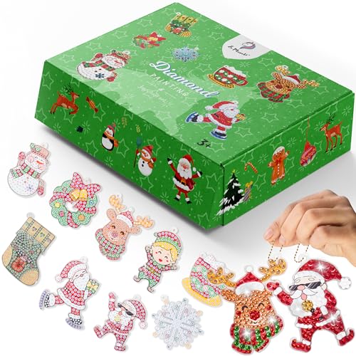 La Manuli 5D Diamond Painting Weihnachten Bastelset für Kinder, DIY Diamantmalerei Diamant-Stickerei Anhänger (9) von La Manuli